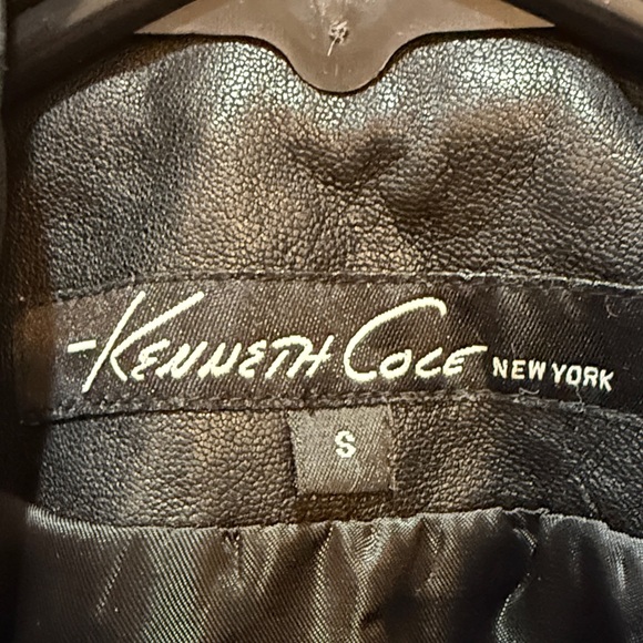 Kenneth Cole Black Leather Jacket with BOLD Gold Accents - Picture 3 of 17